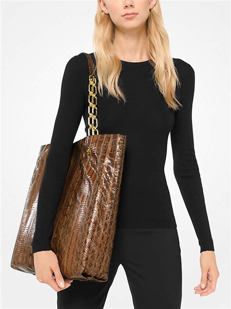 Angelina Large Snakeskin Tote Bag 